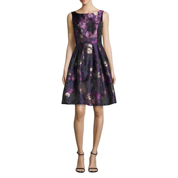Eliza J Purple Floral Fit & Flare Party Dress- Size 2 - Picture 1 of 12